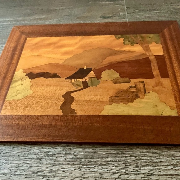 Vintage Wooden Marquetry Wall Plaque 12/15 Inch - Picture 8 of 13